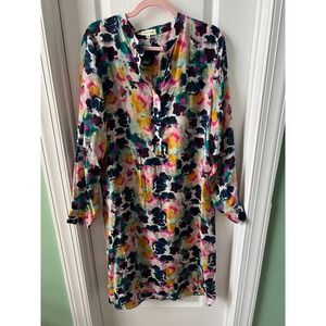 Jane Valken Womens Dress Watercolor Lightweight Sheer Long Sleeve Size M